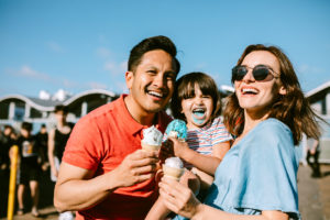 Family Eating Ice Cream At California Pier