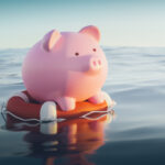 Piggy Bank On Lifebuoy, 3d Render