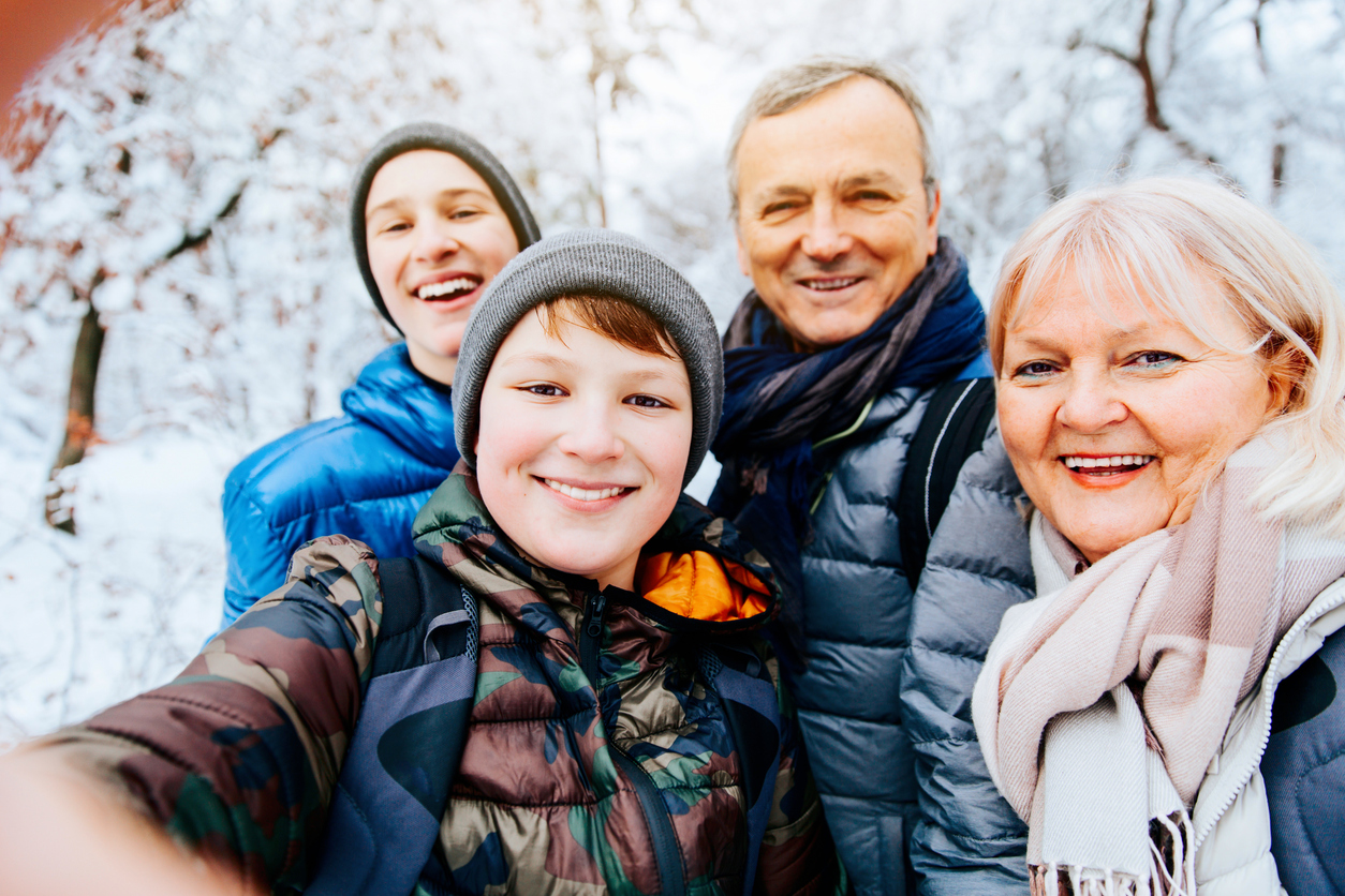 Taking A Family Photo In Winter Park